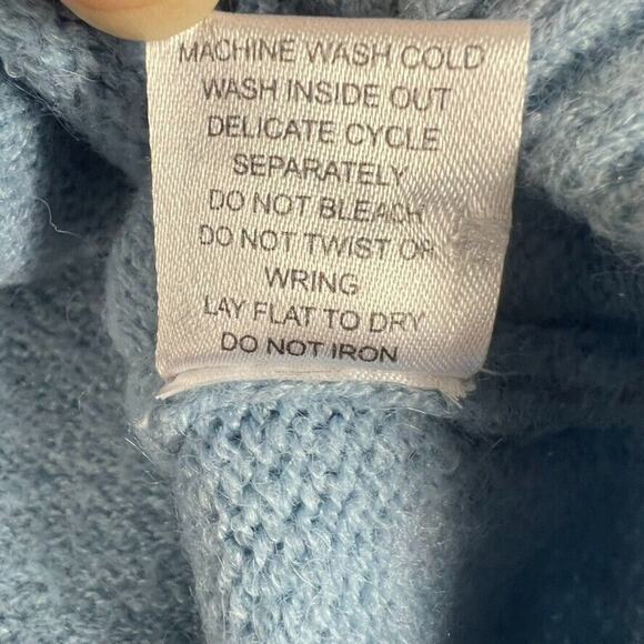 Witty Fox Cardigan Sweater L Blue Ditzy Yellow Flowers Boxy Drop Shoulder - Picture 9 of 9